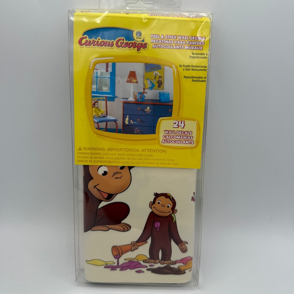 Curious George Peel and Stick Wall Decals Removable Repositionable 24 Count‎